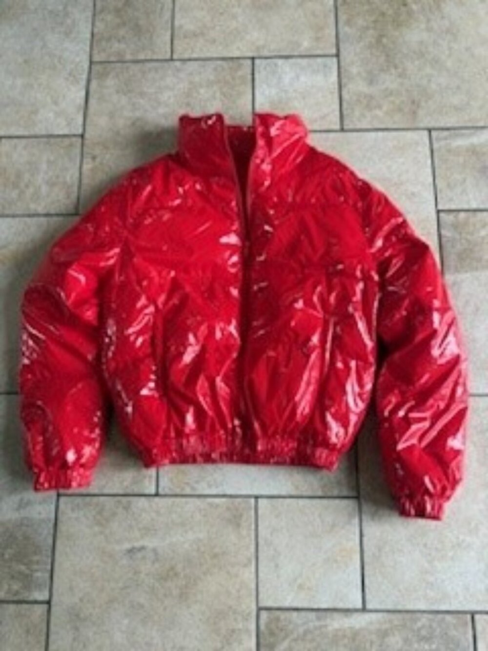 Women’s Shiny Red Puffer Jacket Size Small- Like New